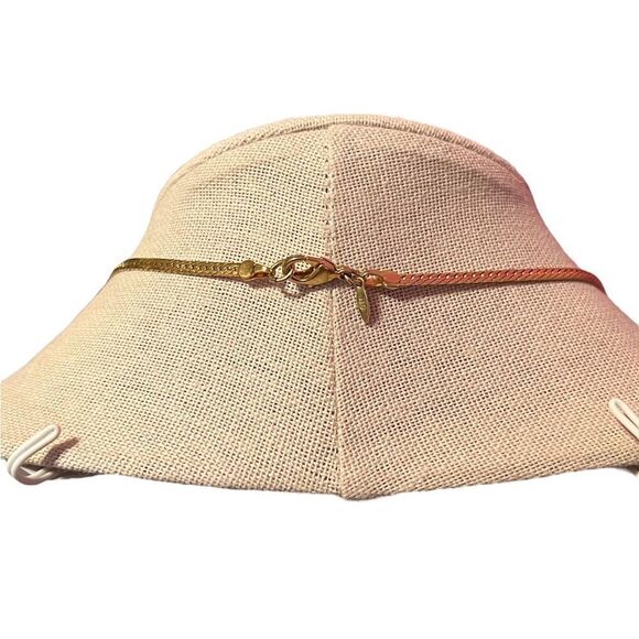 Avon SH Gold Tone Herringbone Chain Cubic Zirconia Necklace - Picture 3 of 5